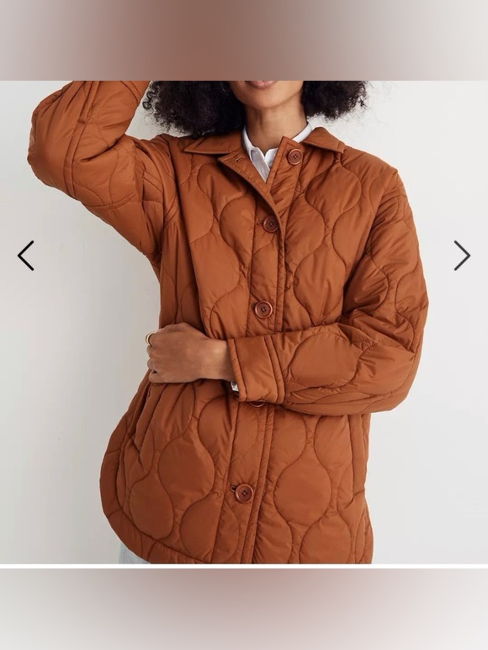 Madewell Airpuff Quilted Shirt Jacket in Warm Coffee Size Small